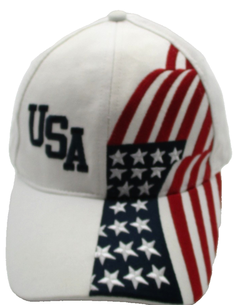 Drew Pearson USA Hat Cap Strap Back Mens One Size White Flag Stars Patriotic